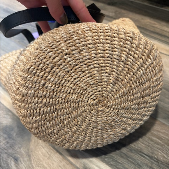 Clare V x Oui Want Soliel Straw Basket Tote with Leather Strap, Metal/Ribbon - Picture 3 of 5